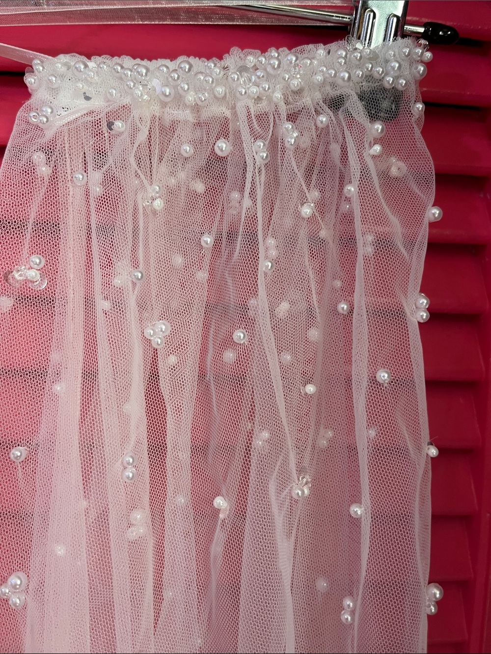 Mori Lee Sheer Pearl-Embellished Bridal Detachable Pearl button cuffed Sleeves - Picture 10 of 17